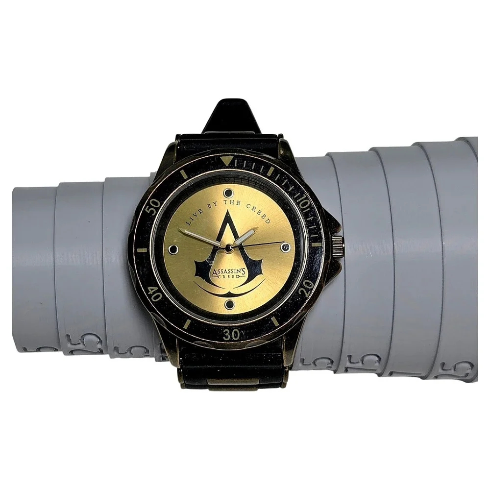 Assassins Creed Video Game Accutime Watch Bronze Studded Rubber Strap Official